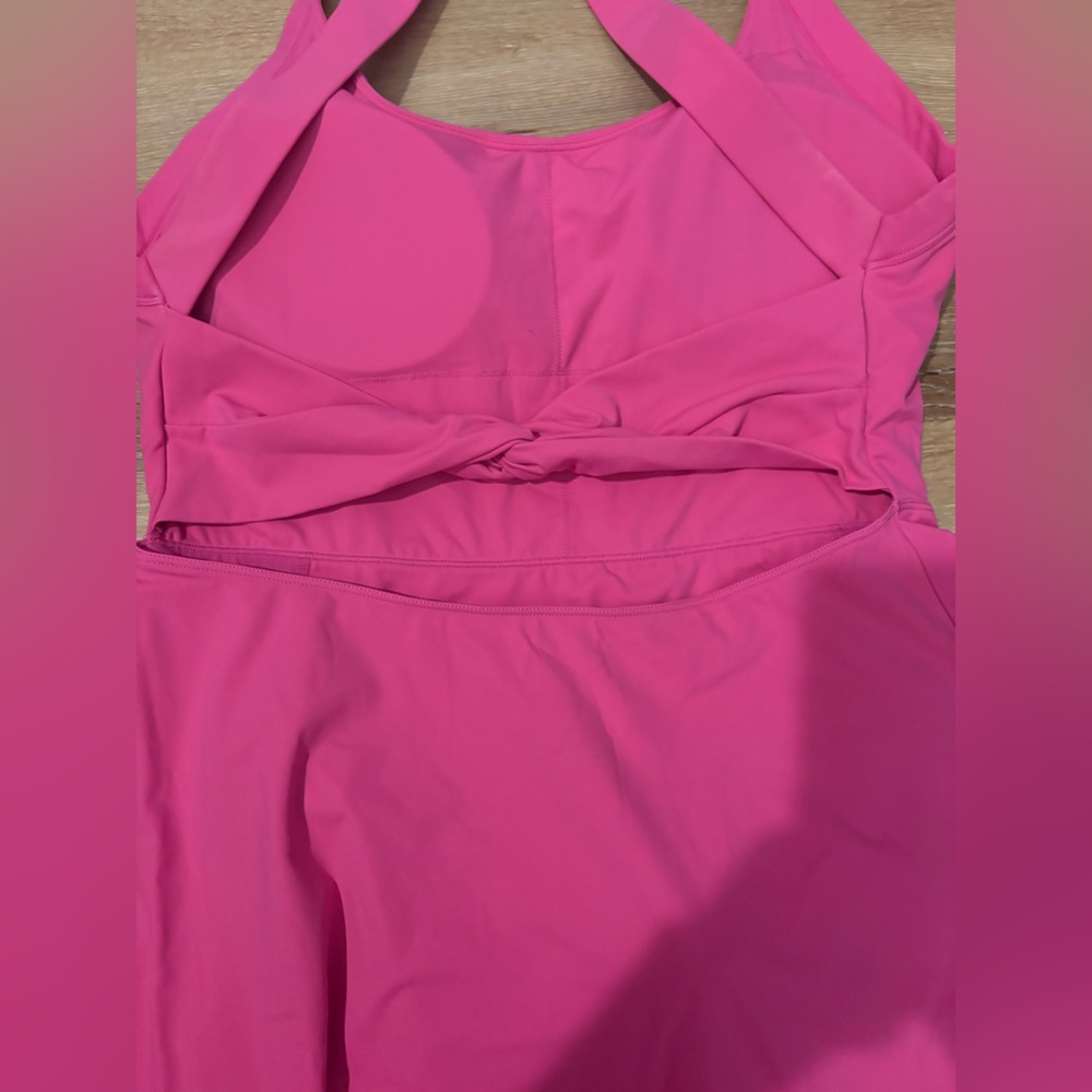 Halara SoftlyZero Airy Backless Twisted Flare Dance Active Dress in Fuchsia - Picture 13 of 14